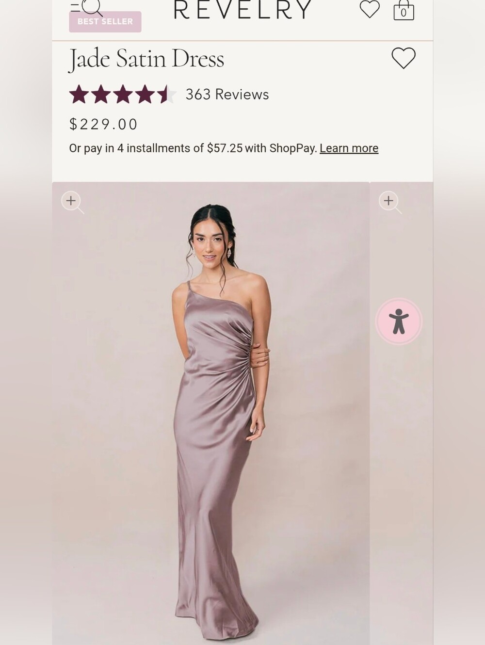 Revelry One-Shoulder Satin Gown in Mauve Wedding Guest Dress